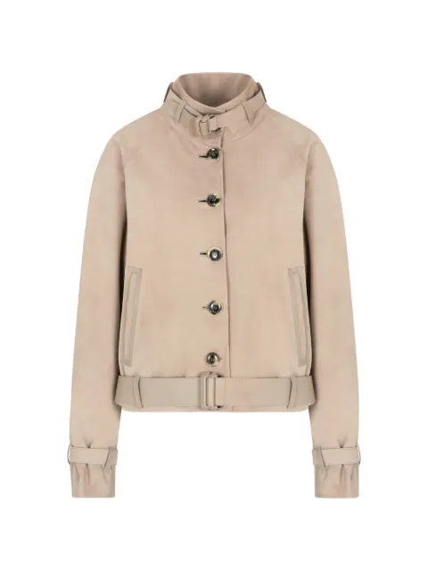 Giorgio Armani stand-collar leather jacket Neutrals GW002047AF19601