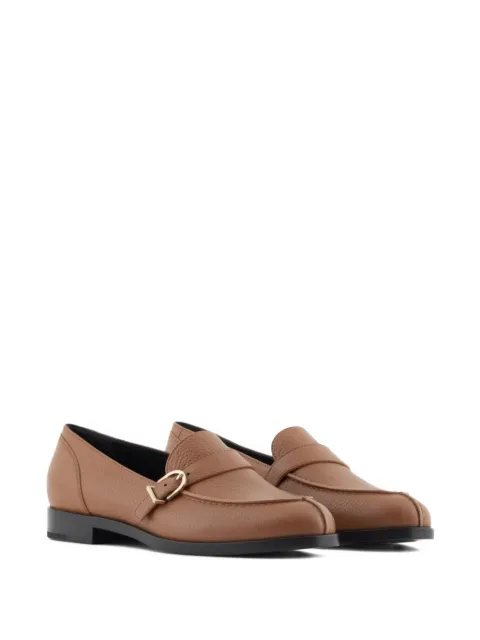 Giorgio Armani buckle-strap leather loafers Brown GW001921AF19133
