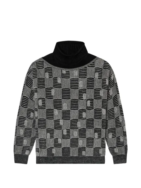 Giorgio Armani turtleneck patterned sweater Grey GM002587AF20854