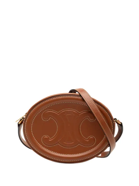 Celine Pre-Owned 2021 Small Calfskin Cuir Triomphe Oval crossbody bag Brown P4PR58NSSN6ZUVIP