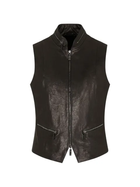 Giorgio Armani leather zip-up vest Black GM00223