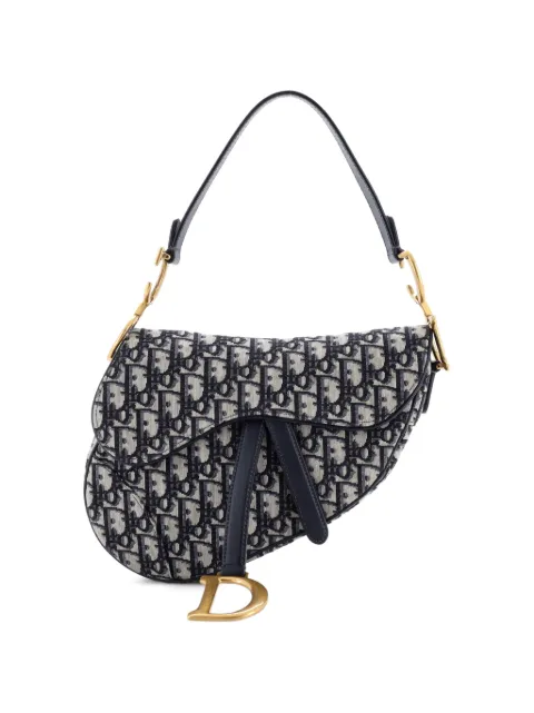 Christian Dior Pre-Owned Saddle Handbag Oblique Canvas Medium shoulder bag Blue E8ZL5XGYBVJPOKNN