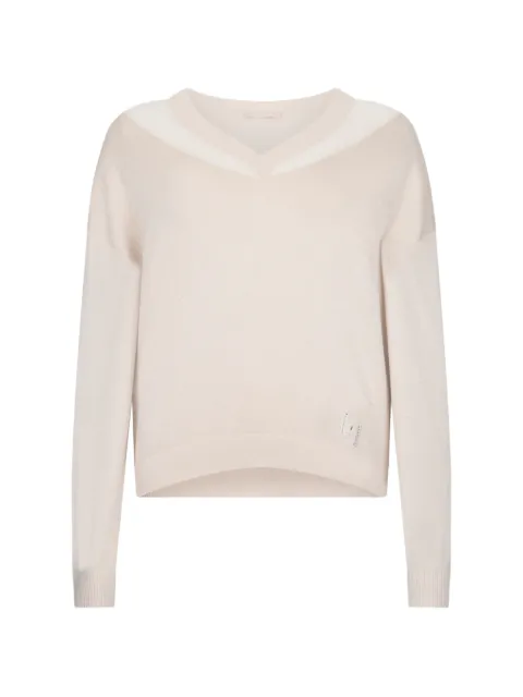 LIU JO V-neck logo-embellished sweater Neutrals TA6244MS49IA4378
