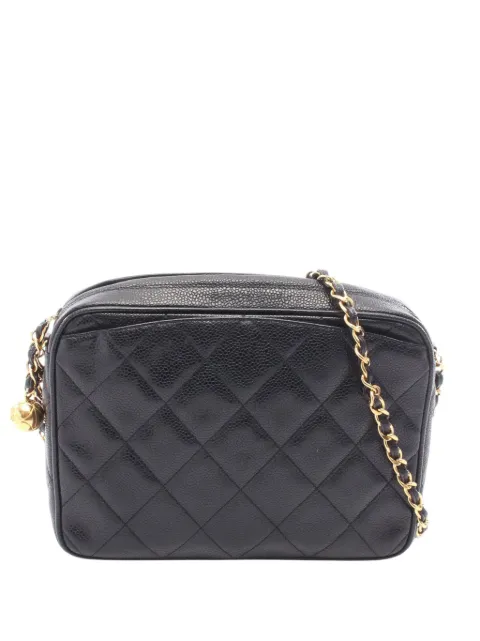 CHANEL Pre-Owned 1991-1994 CC Quilted Caviar Camera Bag crossbody bag Black GUKZFVJ69IA3N3O3
