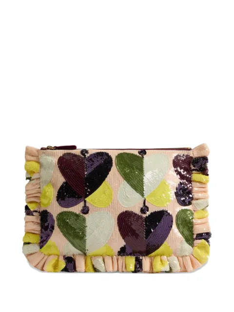 La DoubleJ sequinned ruffled clutch bag Pink BAG0081PAI016FAR07