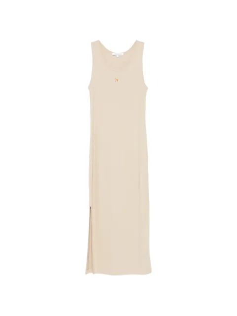 Maison Kitsuné logo-embroidered ribbed tank dress Neutrals QW01654KA0033