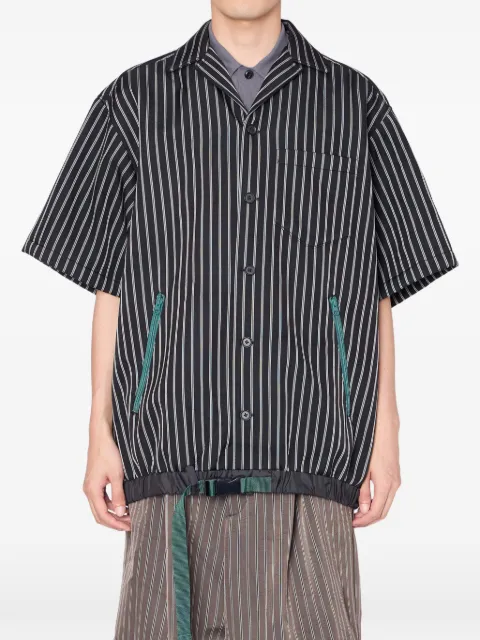 Kolor buckle striped shirt Black 26SCMB03110