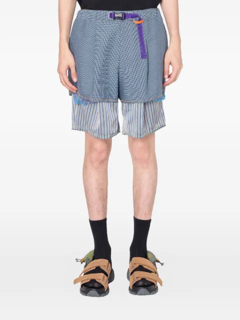 Kolor striped checked track pants Blue 26SCMP02101