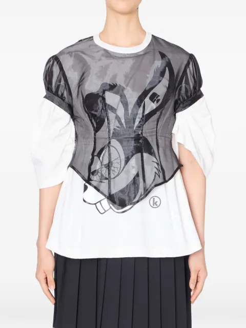 Kolor puff-sleeve graphic T-shirt White 26SCLT01210