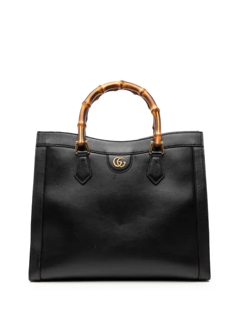 Gucci Pre-Owned 2016-2026 Medium Bamboo Calfskin Diana Tote satchel Black LOMEHWGGM8ML7MDC