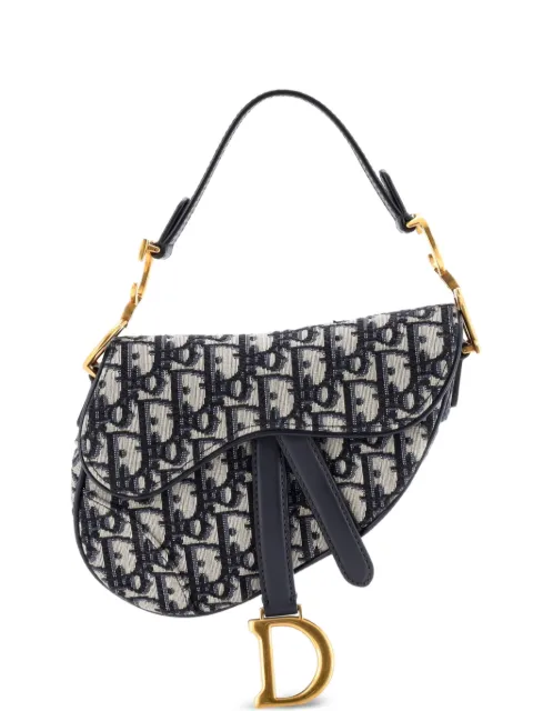 Christian Dior Pre-Owned Saddle Handbag Oblique Canvas Mini shoulder bag Blue DFCYN40CZIFBAYKK