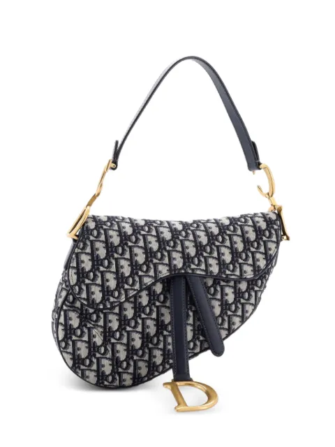 Christian Dior Pre-Owned Saddle Handbag Oblique Canvas Medium shoulder bag Blue U7F6JIFCF0CYBVL3