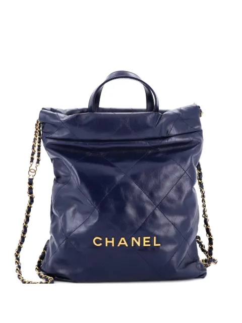 CHANEL Pre-Owned 22 Chain Quilted Calfskin Medium backpack Blue MBFAH9JYFZDEX8XZ