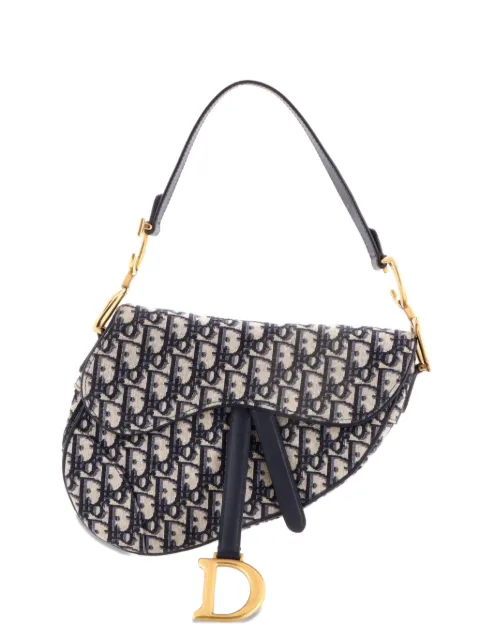 Christian Dior Pre-Owned Saddle Handbag Oblique Canvas Medium shoulder bag Blue GP6P8ABP2DJ2LUM1