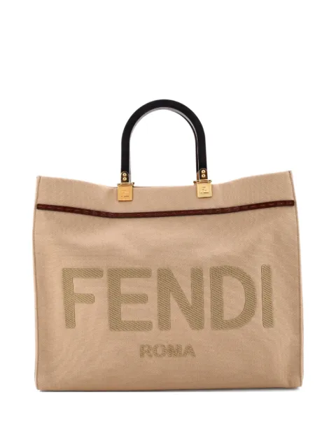 Fendi Pre-Owned Sunshine Shopper Canvas Medium tote bag Neutrals JTQI6YUR3NHKZPNY
