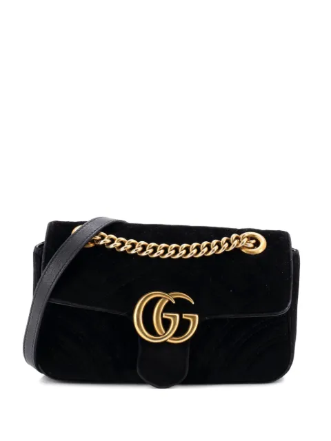 Gucci Pre-Owned GG Marmont Flap Bag Matelasse Velvet Mini shoulder bag Black Z1K5UIZS9JBSWUE7