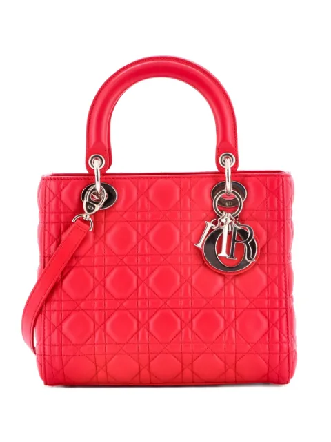 Christian Dior Pre-Owned Lady Dior Bag Cannage Quilt Lambskin Medium satchel Red V2ZCGF3NM752ODME