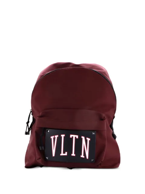 Valentino Garavani Pre-Owned VLTN Nylon with Printed Leather Large backpack Black OIGA0L63ECGD12XM