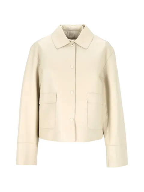 Moncler flap-pocket leather jacket Neutrals L10931A00146M9365
