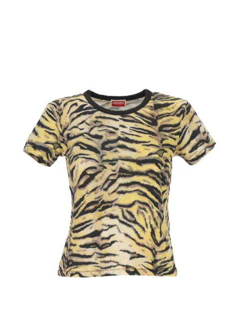 Kenzo tiger-print crew-neck T-shirt Yellow FG52TS2154SK