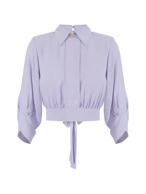 Elisabetta Franchi blouse in georgette fabric with sash belt Purple CA14761E2