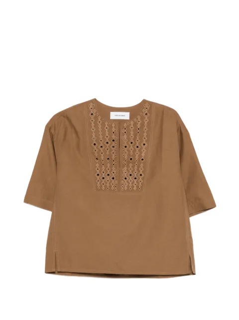 Yves Salomon cut-out short-sleeve top Brown 26EYH04660TSCL