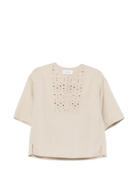Yves Salomon cut-out short-sleeve top Neutrals 26EYH04660TSCL