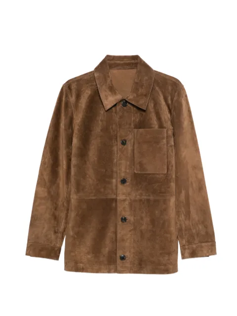 Yves Salomon buttoned suede jacket Brown 26EHV21172L32W