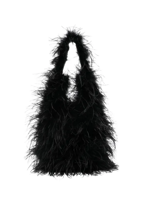 Yves Salomon feather shoulder bag Black 26EAA313XXPLMA