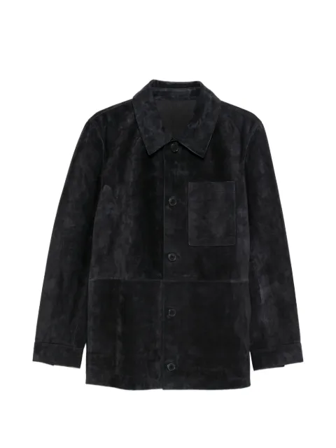 Yves Salomon button-fastening suede jacket Blue 26EHV21172L32W