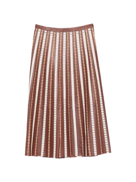 Yves Salomon striped midi skirt Brown 26EYJ22576APER