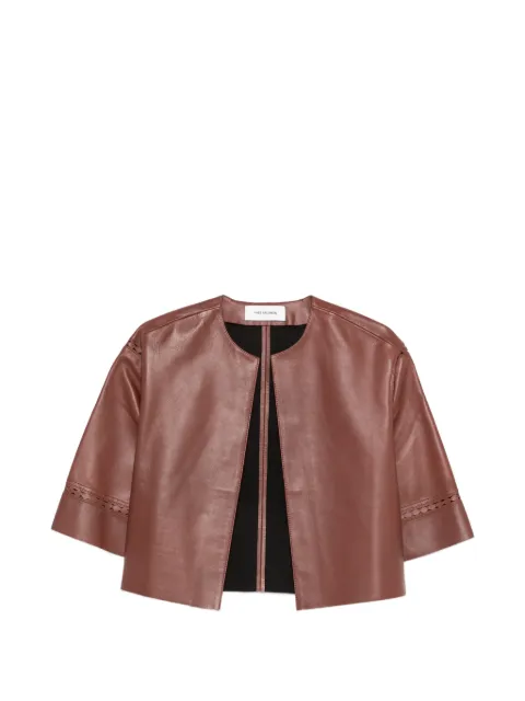 Yves Salomon laser-cut lambskin jacket Brown 26EYV22650APER