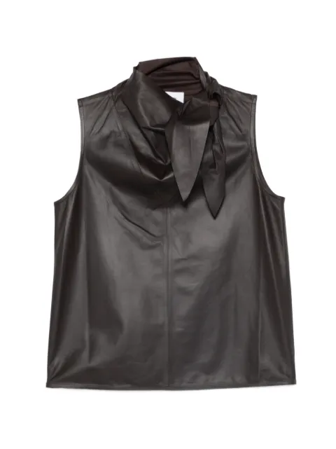 Yves Salomon sleeveless lambskin top Brown 26EYH22870APAR
