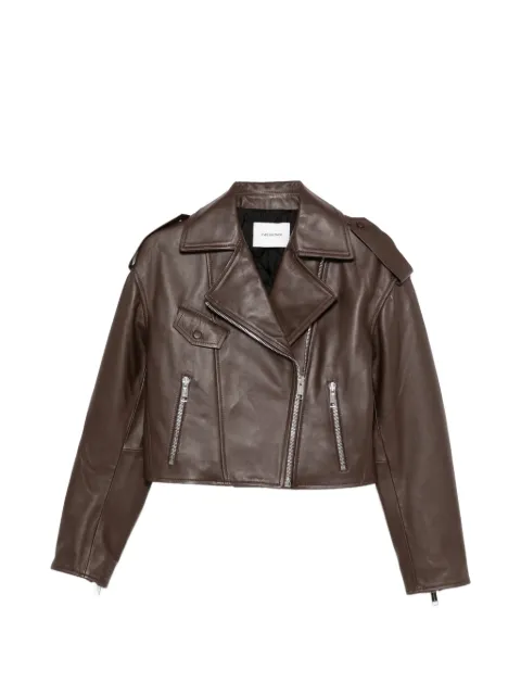 Yves Salomon zip-fastening leather jacket Brown 26E26WYV21050AGAN
