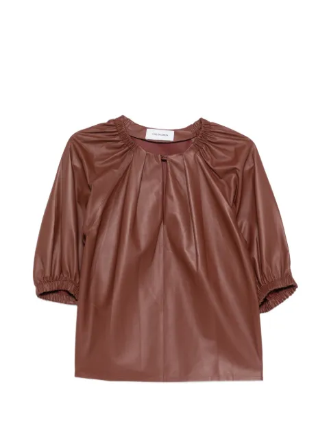Yves Salomon gathered leather top Brown 26EYH21258APAR