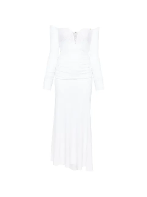 Elisabetta Franchi Red Carpet dress in crêpe jersey fabric with drapes White ABR1061E2
