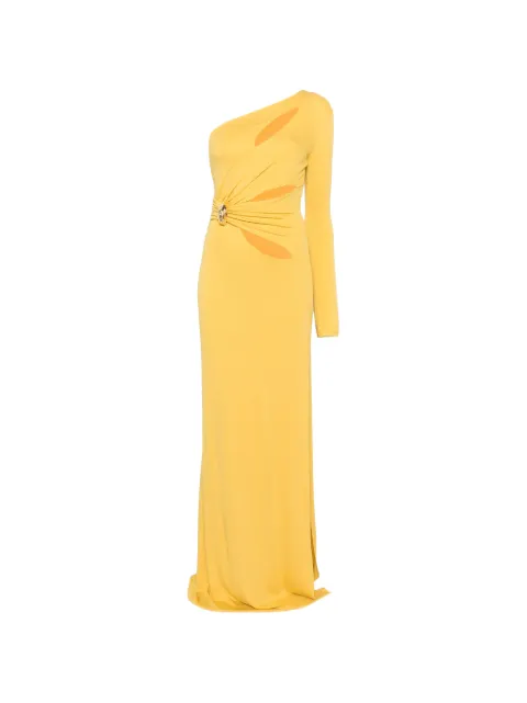 Elisabetta Franchi Red Carpet dress in crêpe fabric with jewel detail Yellow ABR2561E2