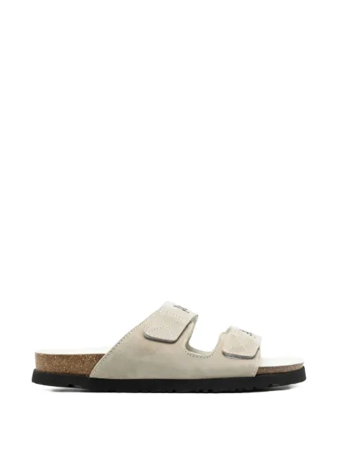 Palm Angels logo-printed slide sandals Neutrals PMIH004F22LEA0010100