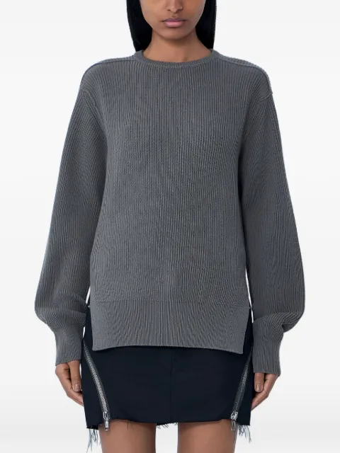 Rick Owens ribbed crewneck knit sweater Grey RP01F6647KWVH
