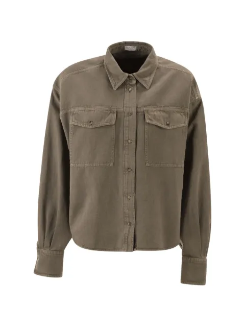 Brunello Cucinelli flap-pocket button shirt Brown ML996NC206C9325