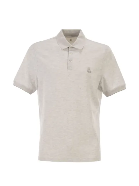 Brunello Cucinelli printed-logo polo shirt Neutrals ME8548788CW584