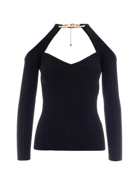 Elisabetta Franchi knit top with jewel detail Black MK89S61E2