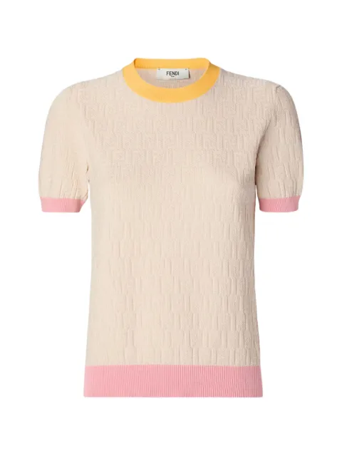 FENDI textured T-shirt Neutrals FZXE94AW4S