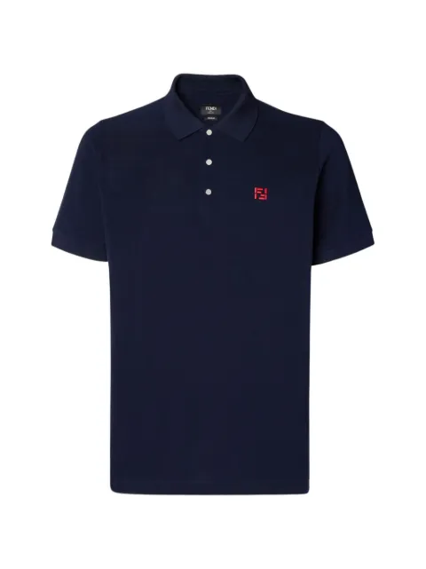 FENDI FF-embroidered polo shirt Blue FY1309AY0I