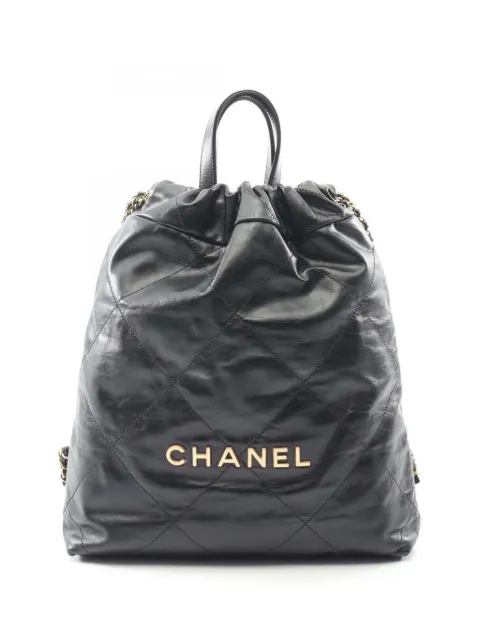 CHANEL Pre-Owned 2021-2026 Quilted Calfskin 22 backpack Black 3FQ9U8J28ZF120M8