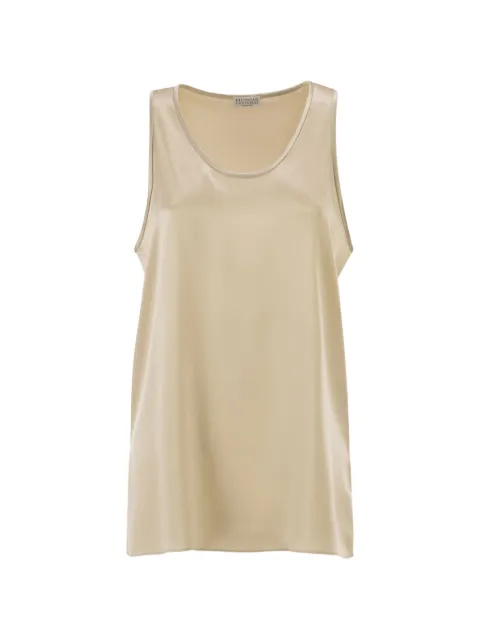 Brunello Cucinelli satin scoop-neck top Neutrals M0C59DZ300C9643