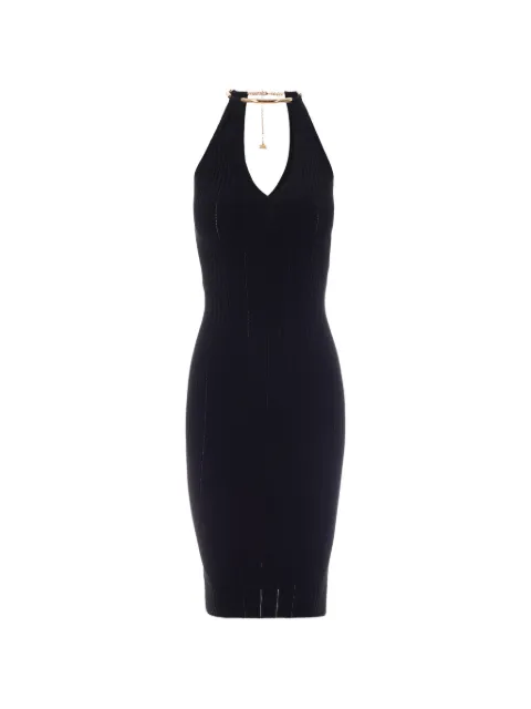 Elisabetta Franchi dress in openwork knit fabric with jewel detail Black AM16S61E2