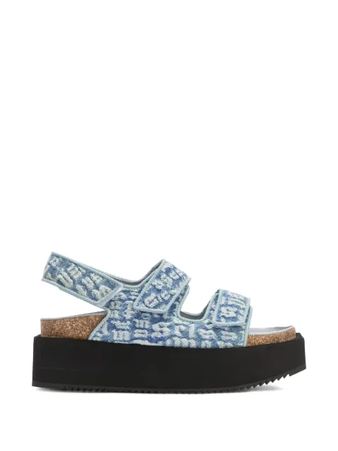 Palm Angels birk platform sandals Blue PWIH005S22LEA0028400