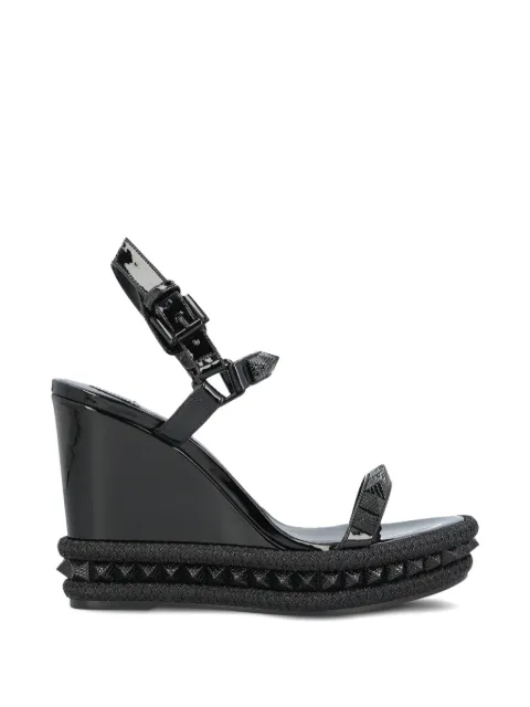 Christian Louboutin Pyraclou studded wedge heeled sandals Black 1260820B439