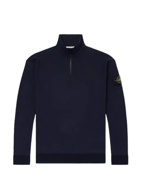 Stone Island logo-appliquéd zip-up sweater Blue L1S155100049S01B0